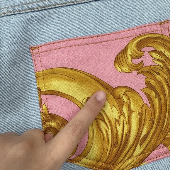 Versace Women's Denim with Heritage Print Jeans Size 28 US 1003366 NWT - Picture 3 of 11